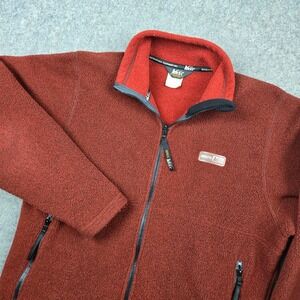 REI Fleece Jacket Mens Medium Red Full Zip Outdoor Hiking Gorpcore Vintage